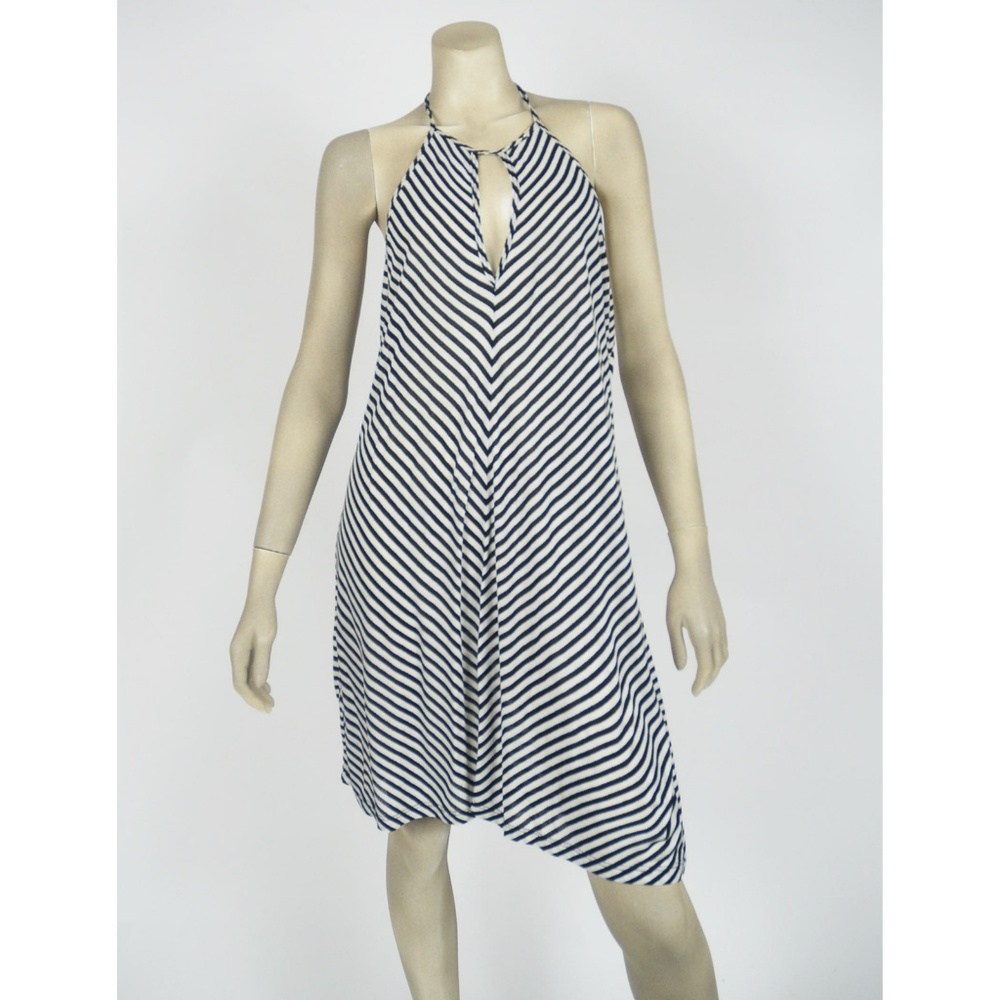 Splendid mini striped halter dress black and white